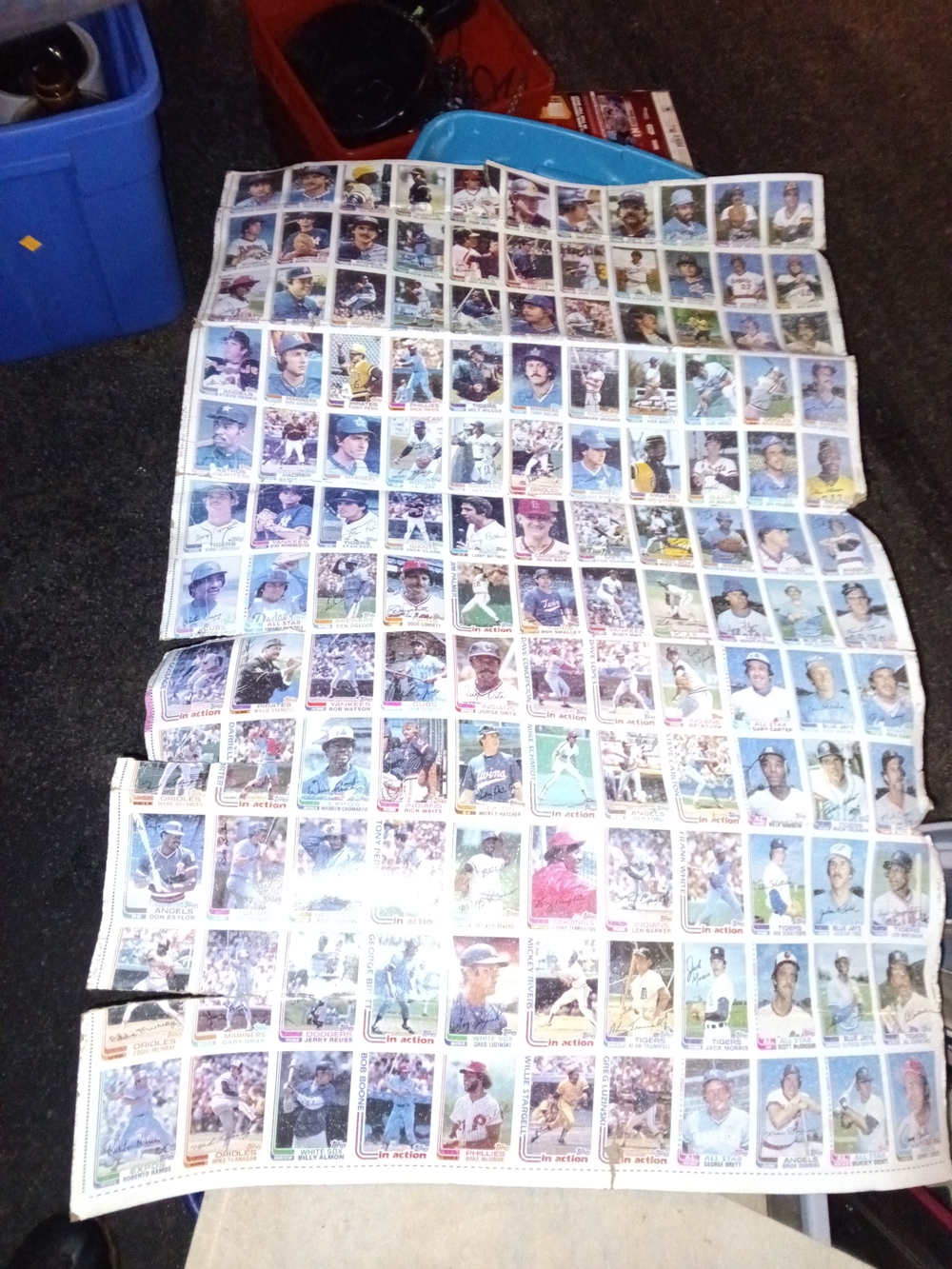 1982 Topps Baseball Card Uncut Sheet Many Hall Of Famers Rickey Henderson & More
